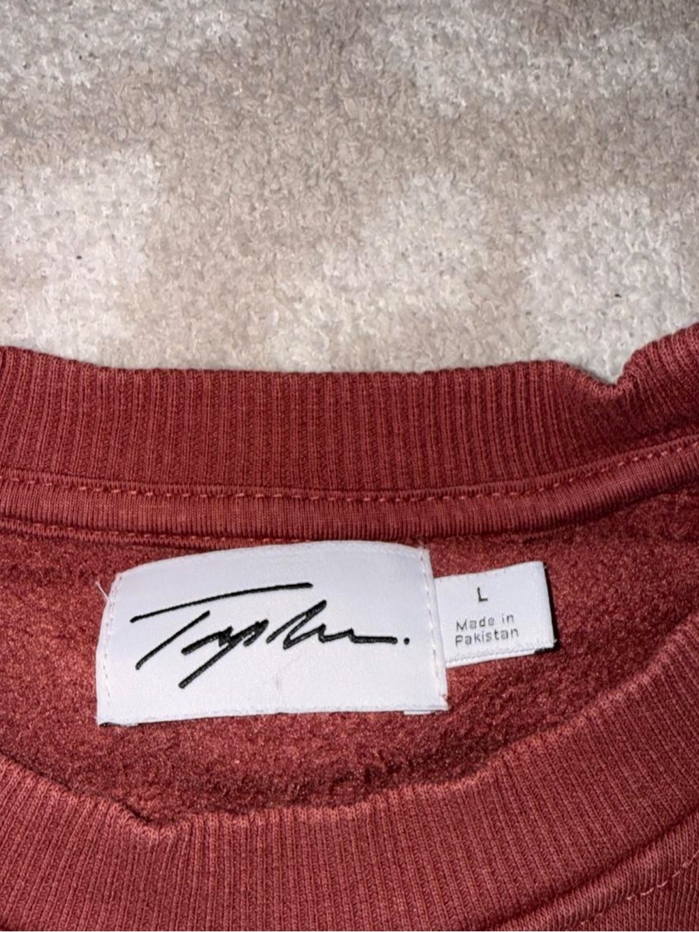 Men's Script-Embroidered Crewneck Sweatshirt - Rust - Picture 2 of 2